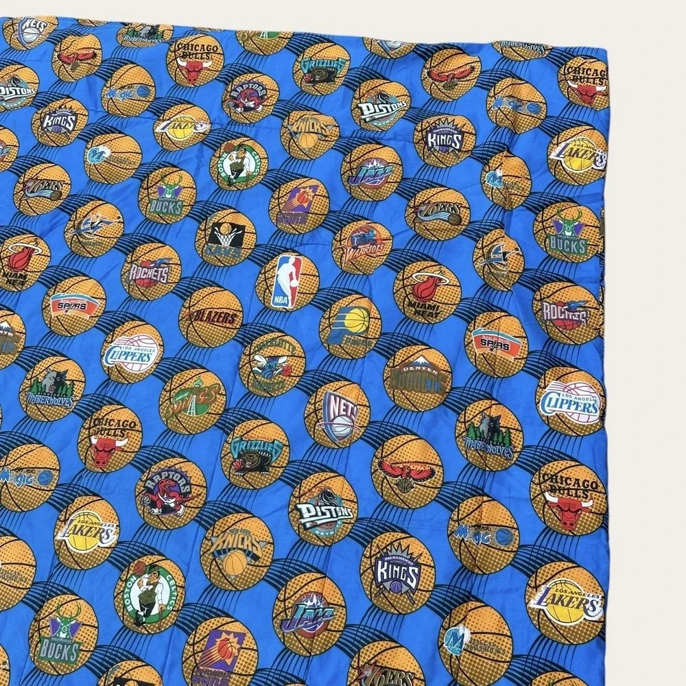 Vintage NBA Basketball Comforter TWIN Size‎ Blue Team Logos Springs USA 90s